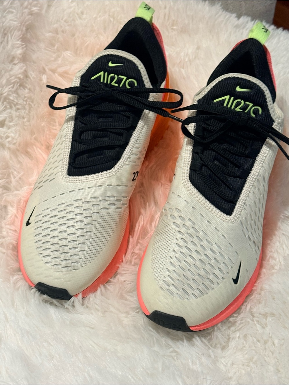 Nike Air Max 270 Women’s Athletic Shoes White Pink Orange Lime Accent - Picture 5 of 7